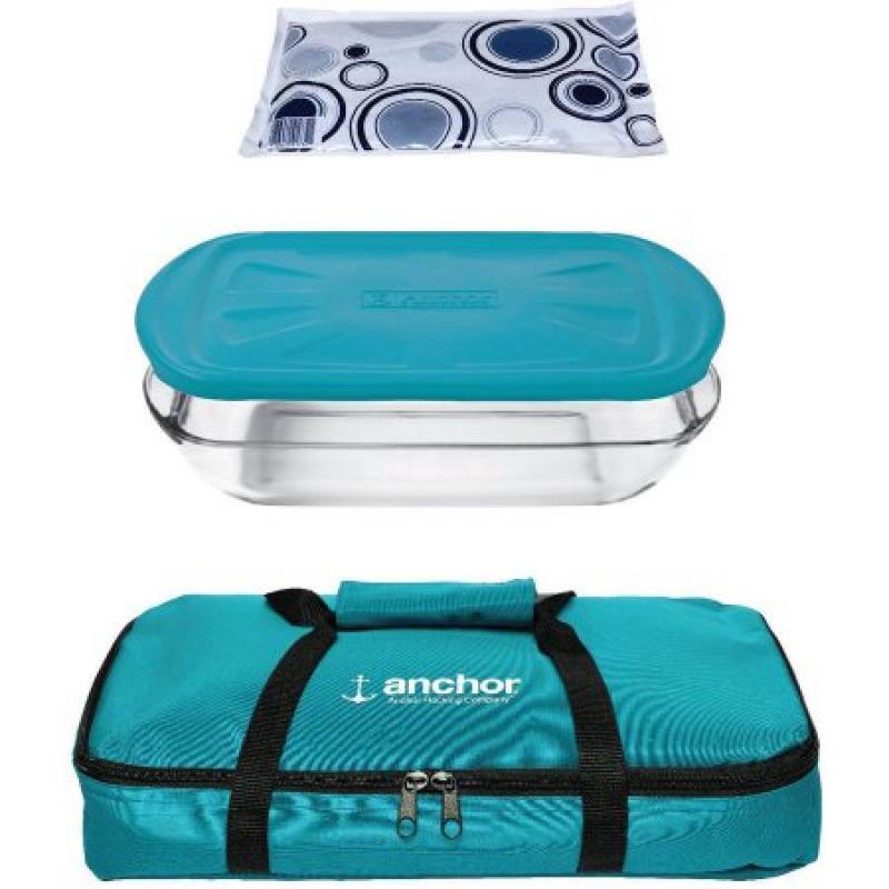 Anchor Hocking 4-Piece Bake Set with Teal Tote
