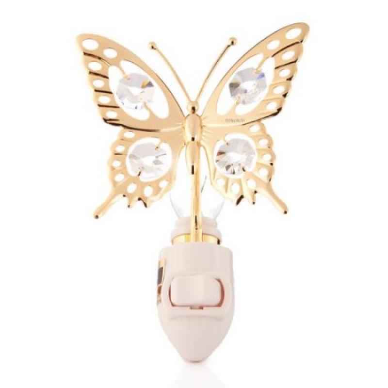 Matashi Crystal 24K Gold Plated Butterfly Night Light