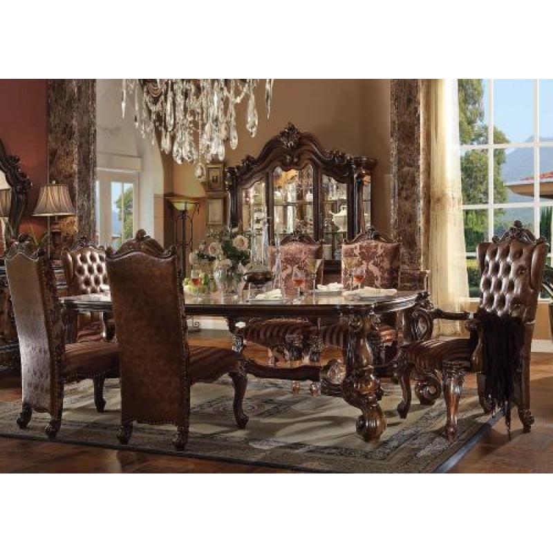 Acme Versailles 9-Piece Pedestal Dining Set in Cherry Oak