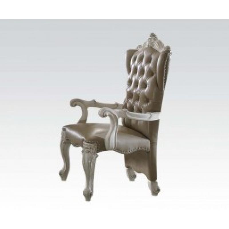 Acme Versailles Side Chair in Vintage Gray PU/Fabric & Bone White (Set of 2) 61132 SPECIAL