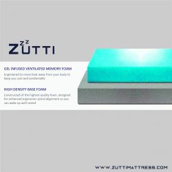 ZUTTI STRATUS - King Size 8 Inch Cool Gel Memory Foam Mattress - Dual Layer - CertiPUR-US Certified - 10-Year Warranty