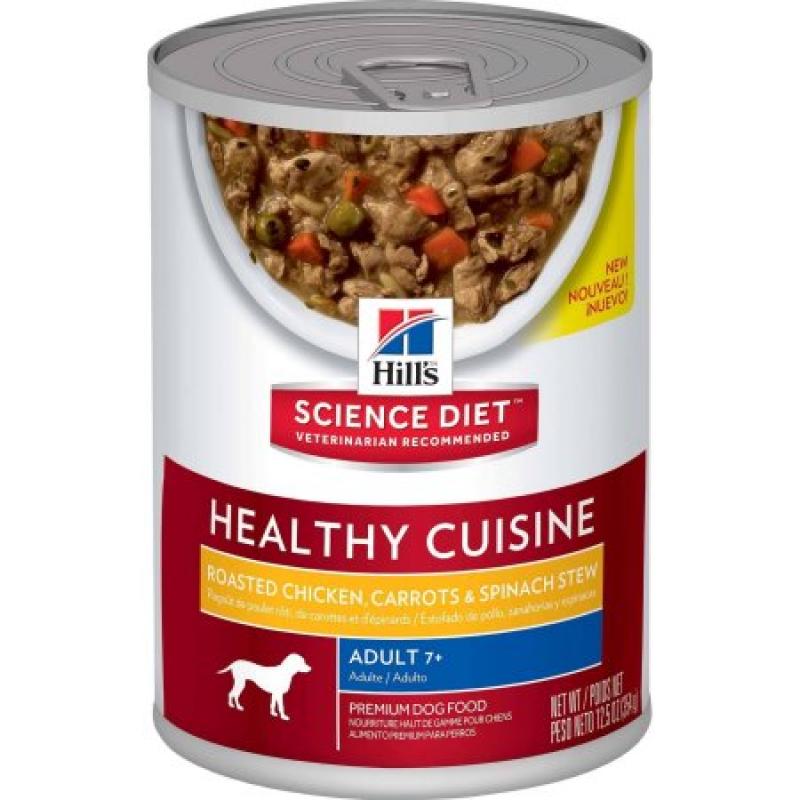 Hill&#039;s Science Diet Adult 7+ Healthy Cuisine Roasted Chicken, Carrots & Spinach Stew dog food 12.5 oz (354 g) can