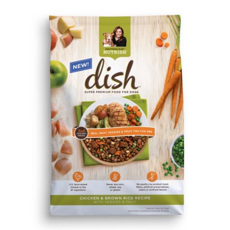 Rachael Ray Nutrish DISH Natural Dry Dog Food, Chicken & Brown Rice Recipe with Veggies & Fruit, 3.75 lbs