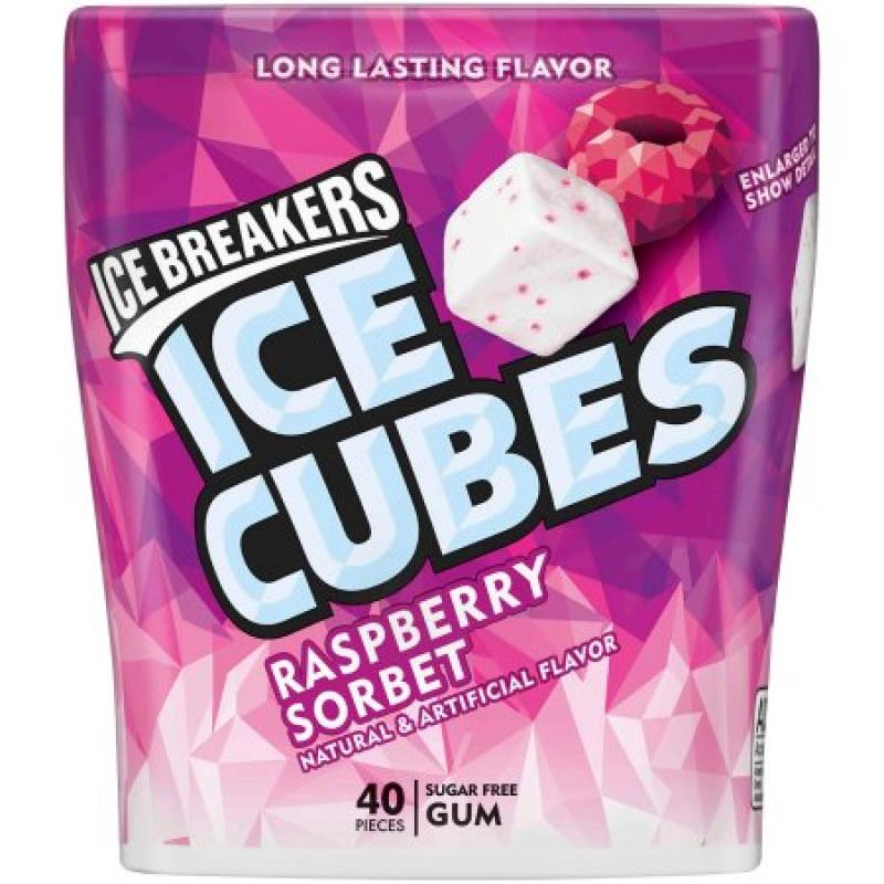 ICE BREAKERS ICE CUBES Sugar Free Raspberry Sorbet Chewing Gum, 40 pieces, 3.24 oz