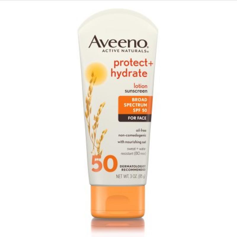 Aveeno Protect + Hydrate Lotion Sunscreen With Broad Spectrum SPF 50 For Face, 3 Oz
