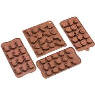 Sorbus Cartoon Shaped Silicone Molds for Chocolate and Candy, Cartoons, Characters, Insects and Animal Heads (Set of 4)