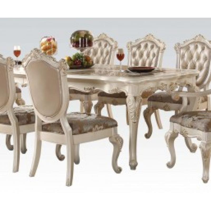 Acme Chantelle Leg Dining Table in Pearl White 63540