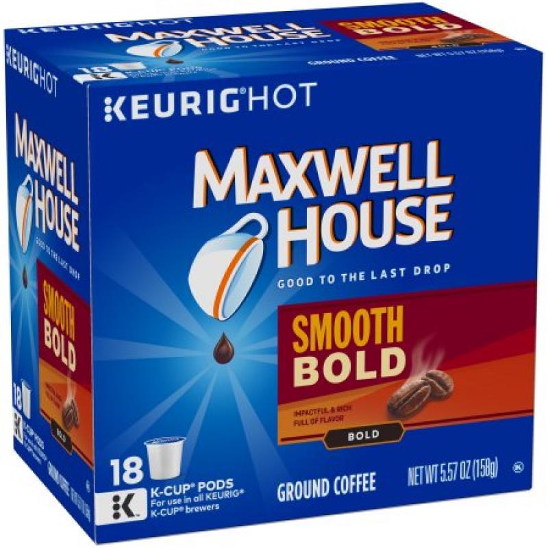 Maxwell House Smooth Bold Coffee K-Cup Packs, 18 count, 5.57 OZ (158g)