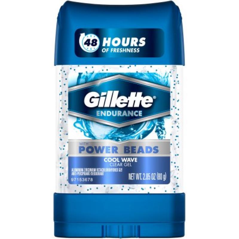 Gillette 3X Clear Gel Antiperspirant Deodorant Cool Wave, Power Beads, 2.85 Oz