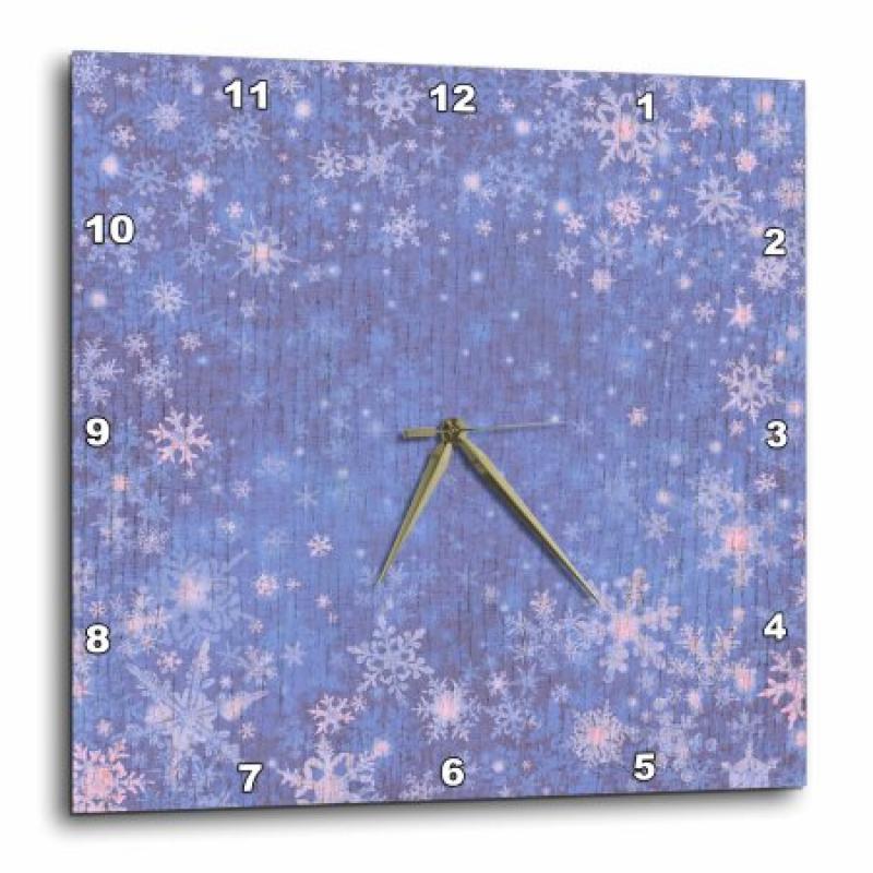 3dRose Blue Snowflakes, Wall Clock, 15 by 15-inch