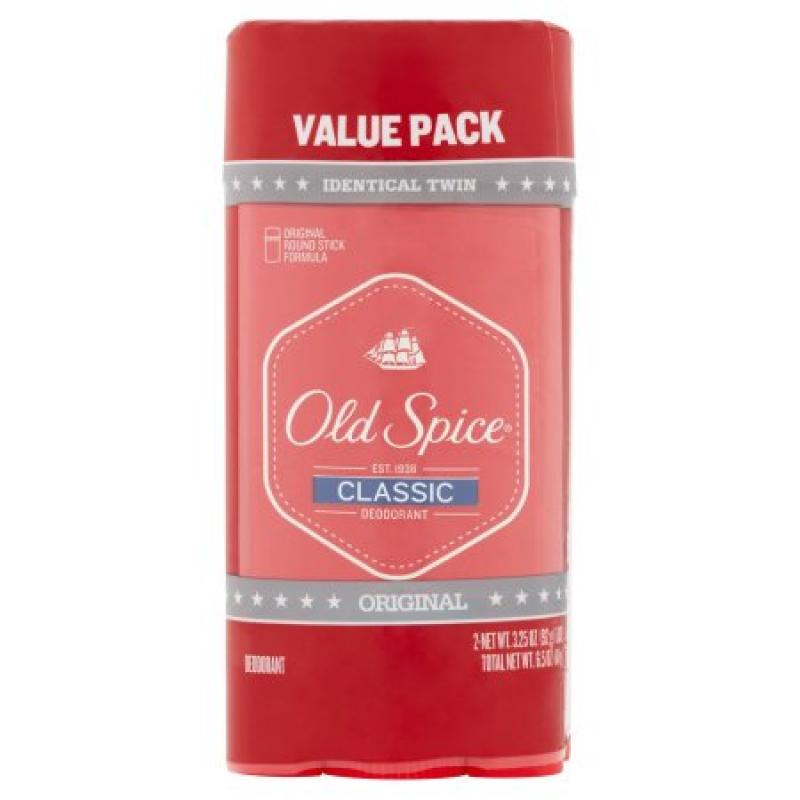 Old Spice Classic Deodorant Value Pack 2 x 3.25oz (6.5oz)