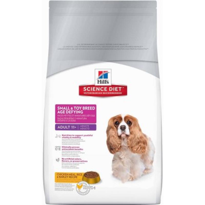 Hill&#039;s Science Diet Adult 11+ Small & Toy Breed Age Defying Chicken Meal Rice & Barley Recipe Dry Dog Food, 4.5 lb bag