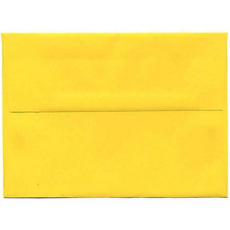 JAM Paper A7 5-1/4" x 7-1/4" Recycled Paper Invitation Envelopes, Brite Hue Yellow, 25pk