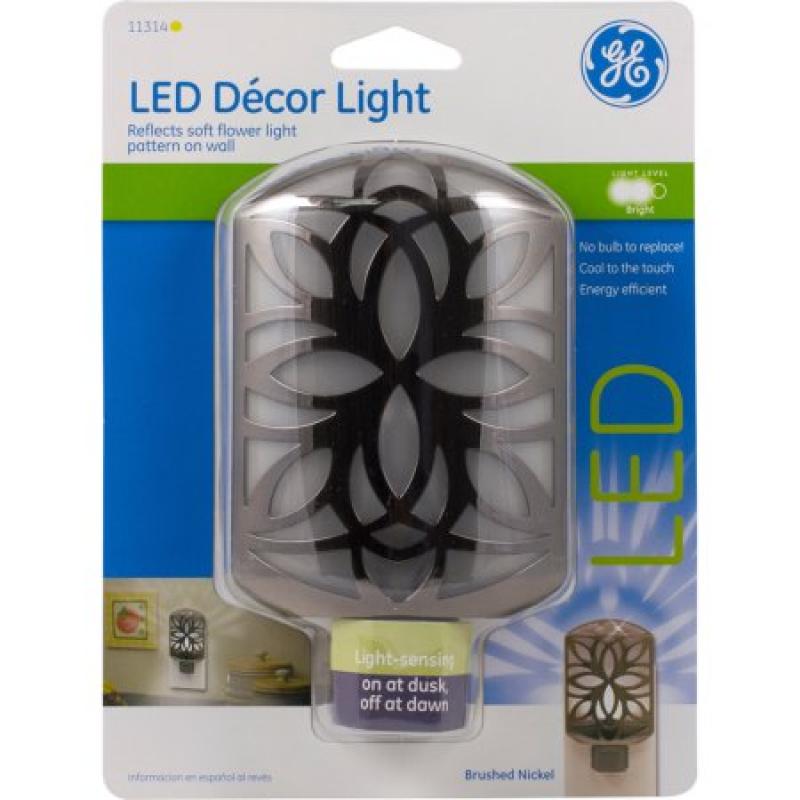 GE Night Light, LED Faux Metallic Brushed Nickel Petal Design