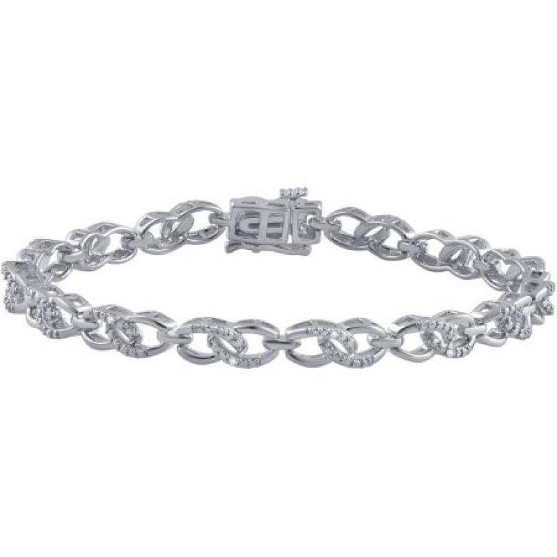 Round Diamond Accent Silver Tone Fashion Bracelet, 7.5"