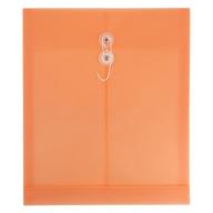 JAM Paper Plastic Open End Envelope with Button & String Closure, Letter Size, 9 3/4 x 13, Peach, 12/pack