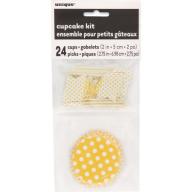 Yellow Polka Dot Cupcake Kit, 24pc