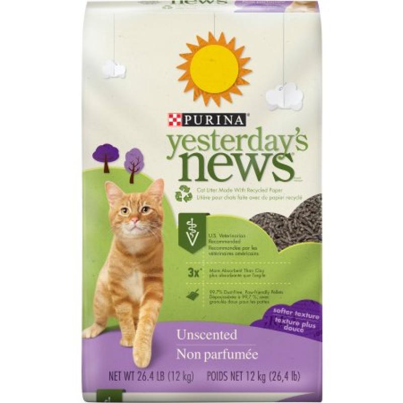 Purina Yesterday&#039;s News Unscented Soft Texture Cat Litter, 26.4 lb. Bag