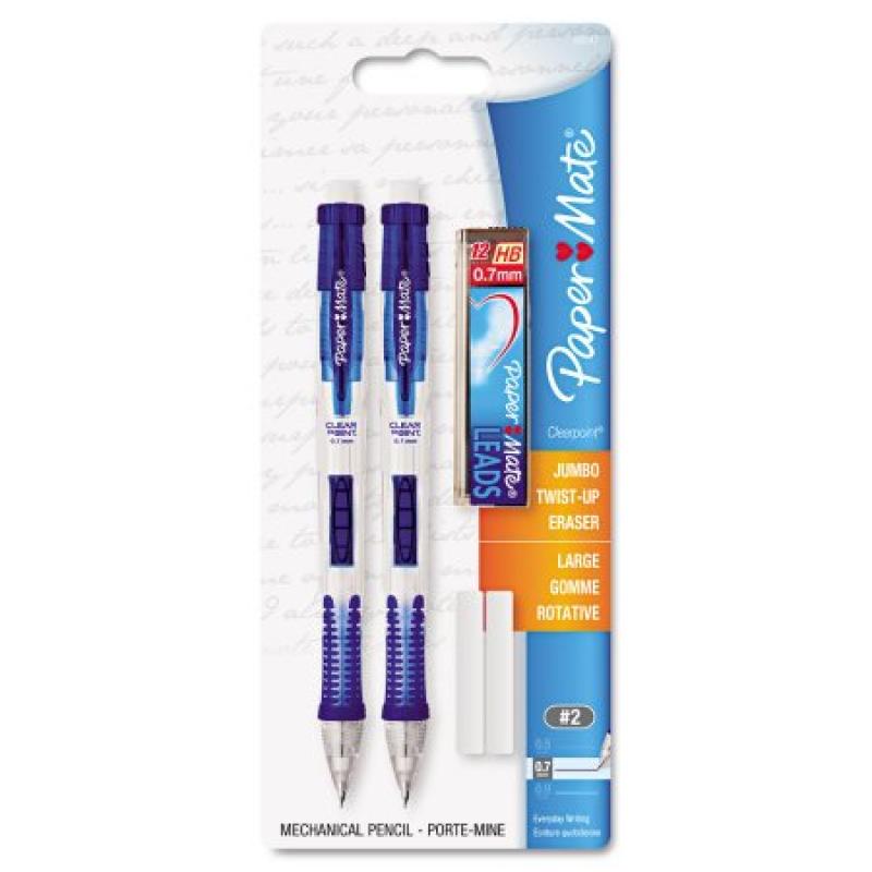 Paper Mate Clearpoint Mechanical Pencils, 0.7mm, HB #2, 2 Pack