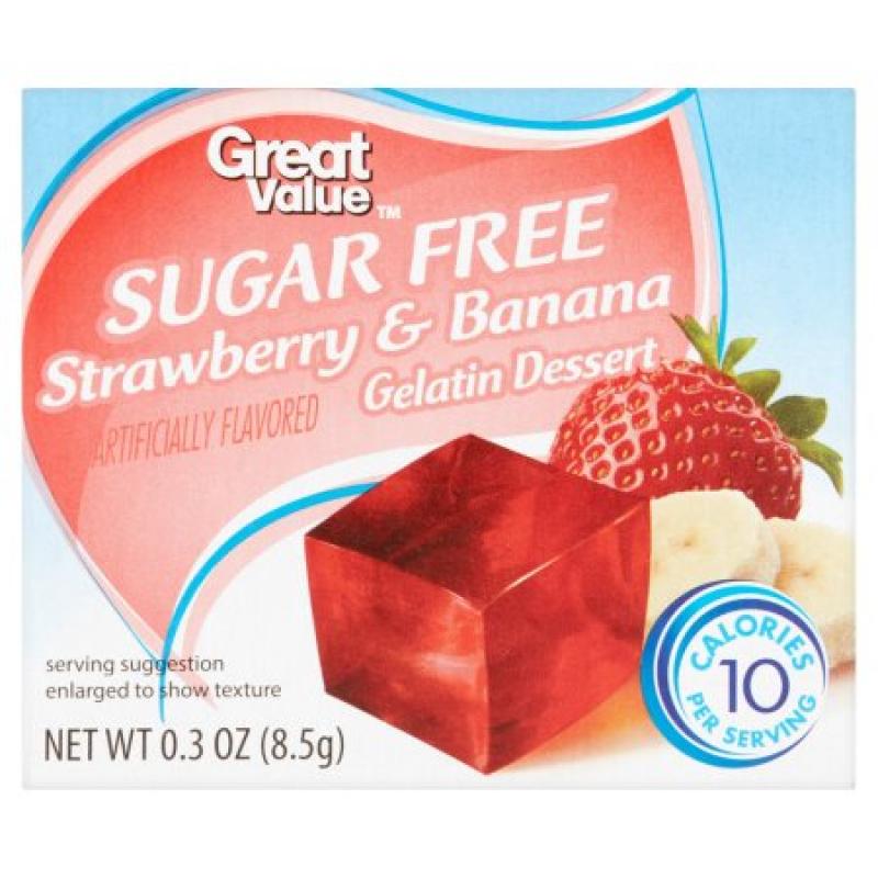 Great Value Sugar Free Strawberry Banana Gelatin Dessert, .3 oz