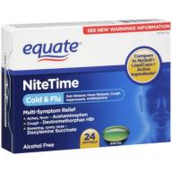 Equate NiteTime Cold & Flu Multi-Symptom Relief Softgels, 24 count