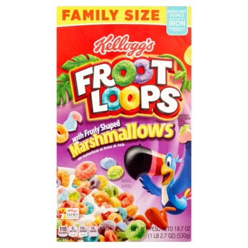 Kellogg&#039;s Froot Loops with Fruity Shape Marshmallows Family Size 18.7 oz