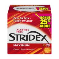 Stridex Alcohol Free Maximum Acne Medication Soft Touch Pads - 70 CT