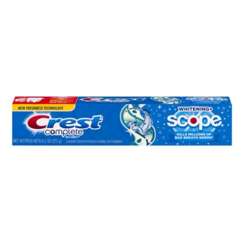 Crest Complete Whitening + Scope Peppermint Flavor Toothpaste, 6.2 oz