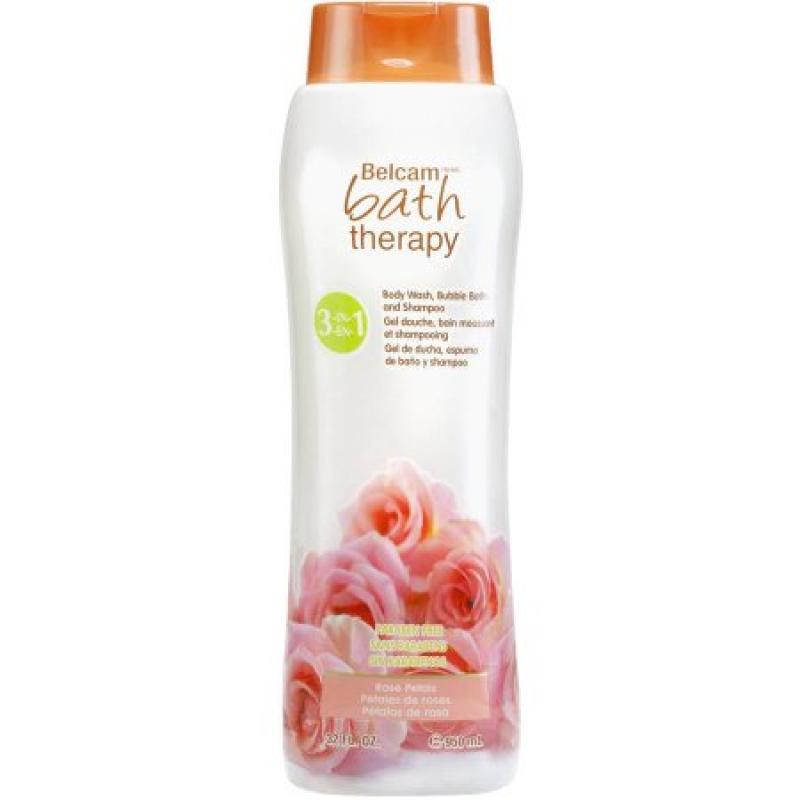 Belcam Bath Therapy Rose Petals 3-in-1 Body Wash, Bubble Bath and Shampoo, 32 fl oz
