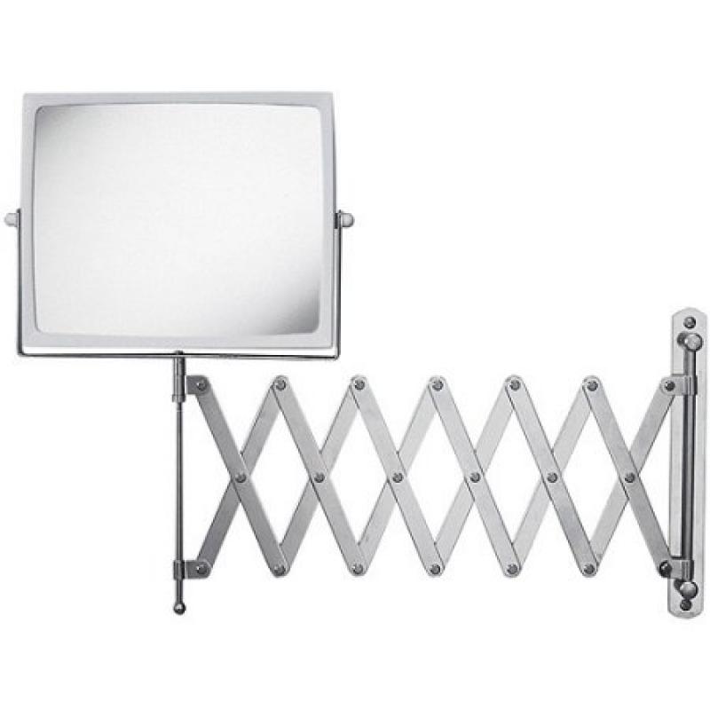 Jerdon J2020C 8.3-Inch Two-Sided Swivel Wall Mount Mirror with 5x Magnification, 30-Inch Extension, Chrome and White Finish