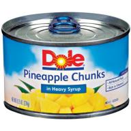 Dole Canned Fruit Chunks In Heavy Syrup Pineapple 8.25 Oz Pull-Top Can