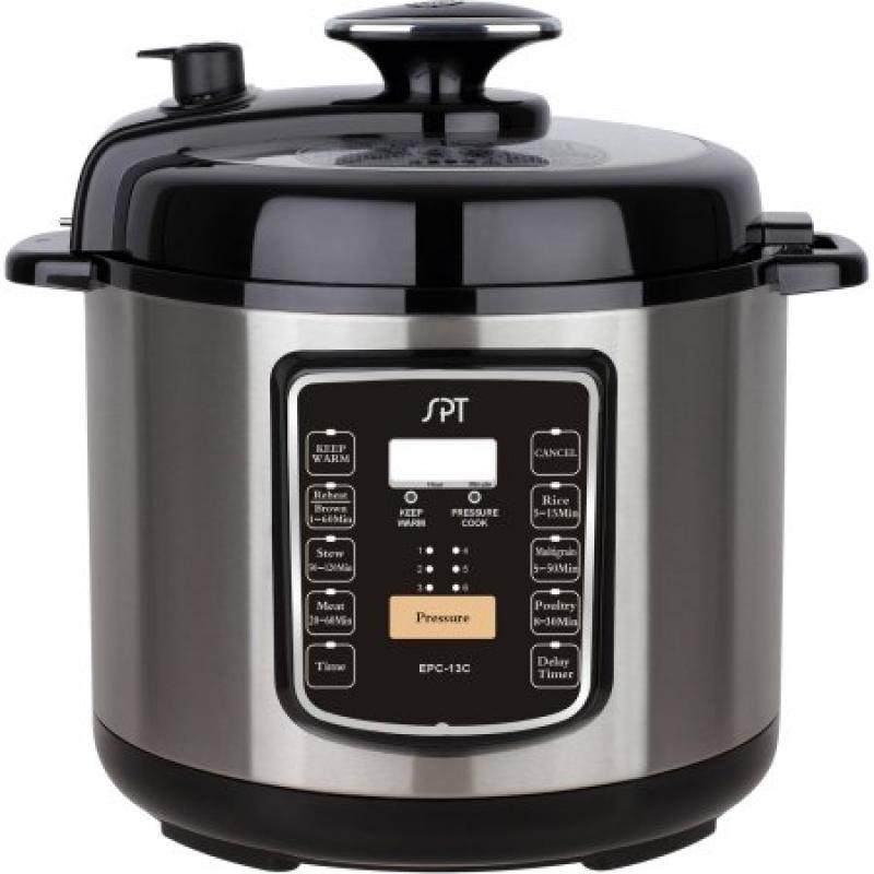Sunpentown 6.5-Quart Stainless Steel Pressure Cooker with Quick-Release Button