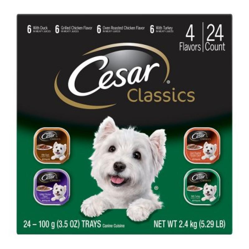 CESAR Canine Cuisine Poultry Variety Pack Dog Food Trays 3.5 Ounces (Pack of 24)