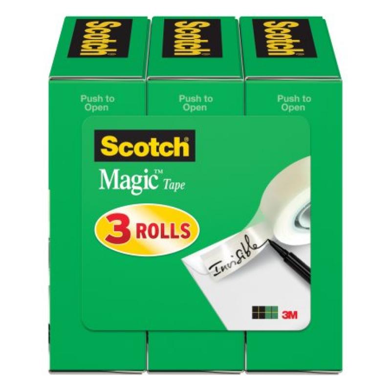 Scotch Magic Tape Refill, 1/2" x 1296", 3/Pack