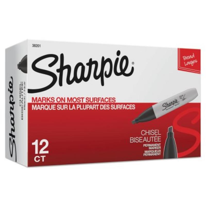 Sharpie Permanent Markers Chisel Point Set of 12, Black