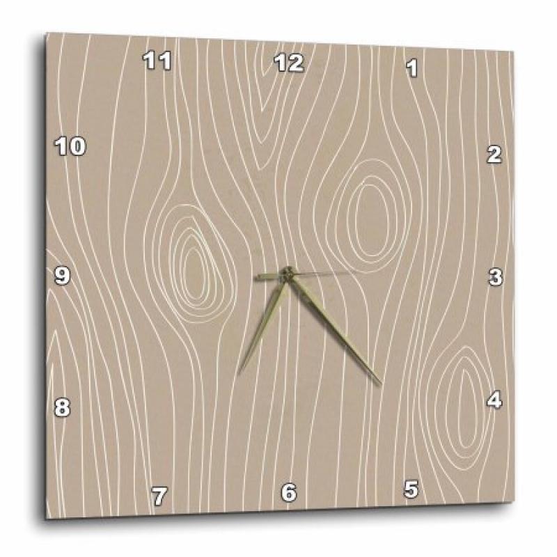 3dRose Cream Wood, Wall Clock, 10 by 10-inch