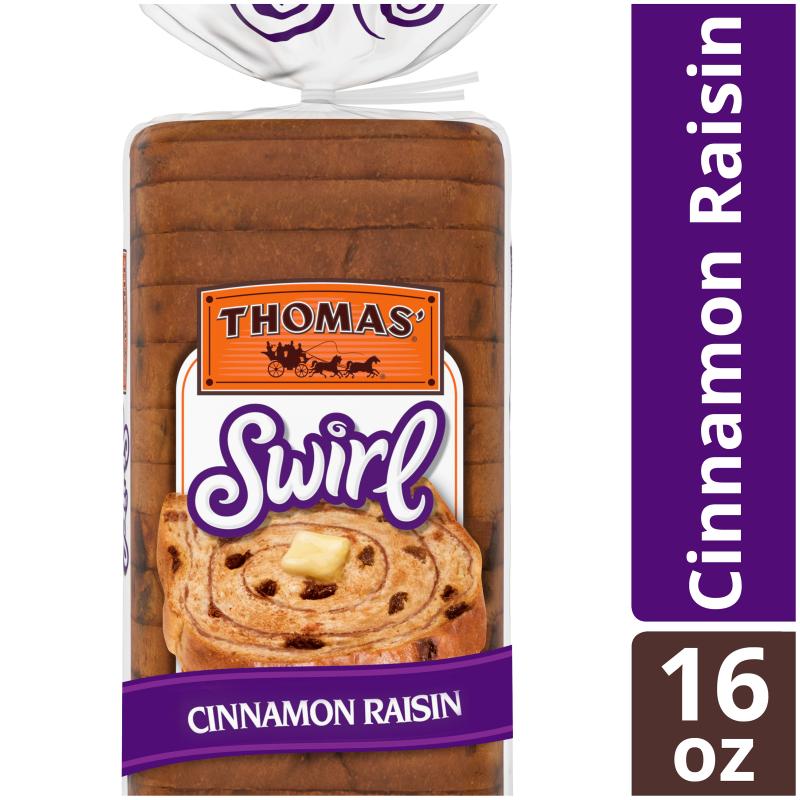 Thomas’ Cinnamon Raisin Swirl Bread, Made with Real Raisins, 14 Slices