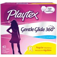 Playtex Gentle Glide Tampons Unscented Regular Absorbency - 40 Count