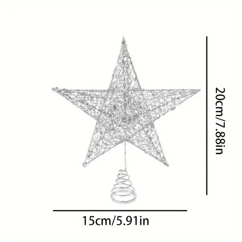 Christmas Star Tree Topper, Classic Iron Glittered Holiday Decoration - Handcrafted Festive Ornament for Christmas and Thanksgiving, No-Battery Sparkling Star Design for Tabletop or Tree Display, Pack of 1