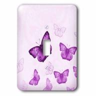 3dRose Pretty Purple Flying Butterflies Pattern With Butterfly Silhouettes, Single Toggle Switch