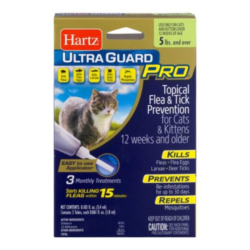 Hartz Ultra Guard Pro Topical Flea & Tick Prevention For Cats & Kittens 3 Monthly Treatments 5 lbs. And Over - 3 CT