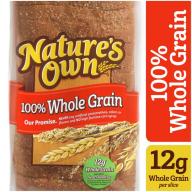 Nature's Own 100% Whole Grain Bread Loaf, 20 oz, 22 Count