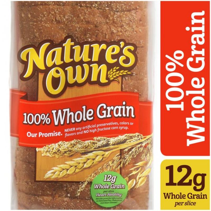 Nature's Own 100% Whole Grain Bread Loaf, 20 oz, 22 Count