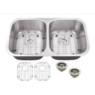 Magnus Sinks 29-1/8" x 18-1/2" Double Bowl Kitchen Sink with Grid Set and Drain Assemblies