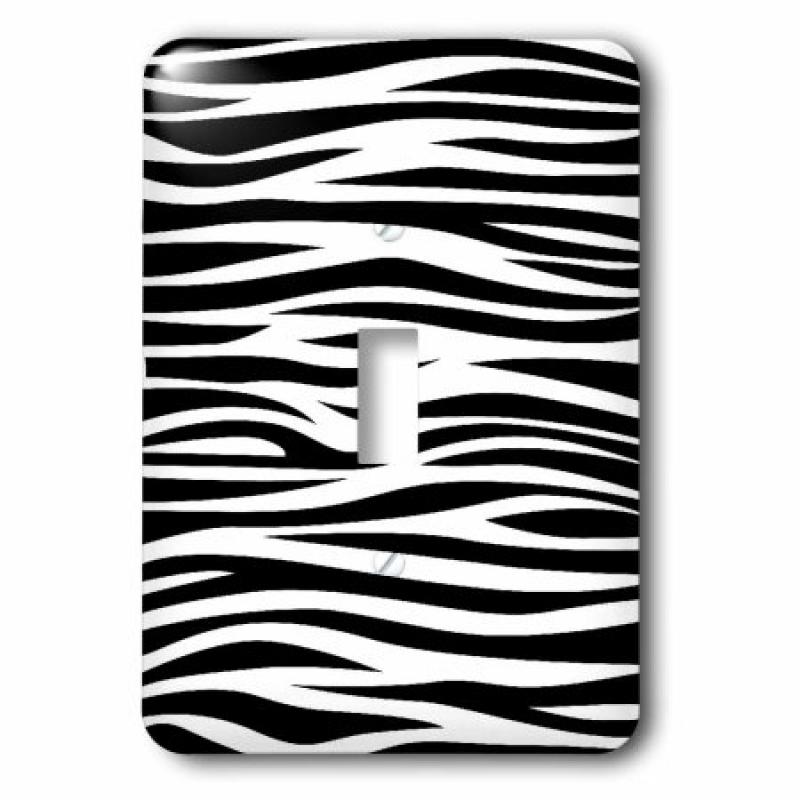 3dRose Black and White Animal Print Zebra Stripes Trendy Pattern, Single Toggle Switch