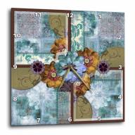 3dRose Bohemian Floral, Wall Clock, 10 by 10-inch