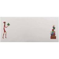 JAM Paper #10 Christmas Envelopes, 4-1/8" x 9-1/2", Christmas Lady and Gifts Design, 25pk
