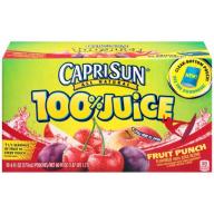 Capri Sun 100% Juice, Fruit Punch, 6 Fl Oz, 10 Ct