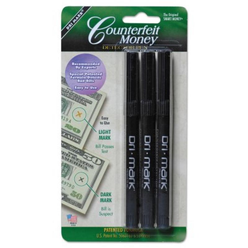 Dri-Mark Smart Money Counterfeit Bill Detector Pen for Use w/U.S. Currency, 12-Pack