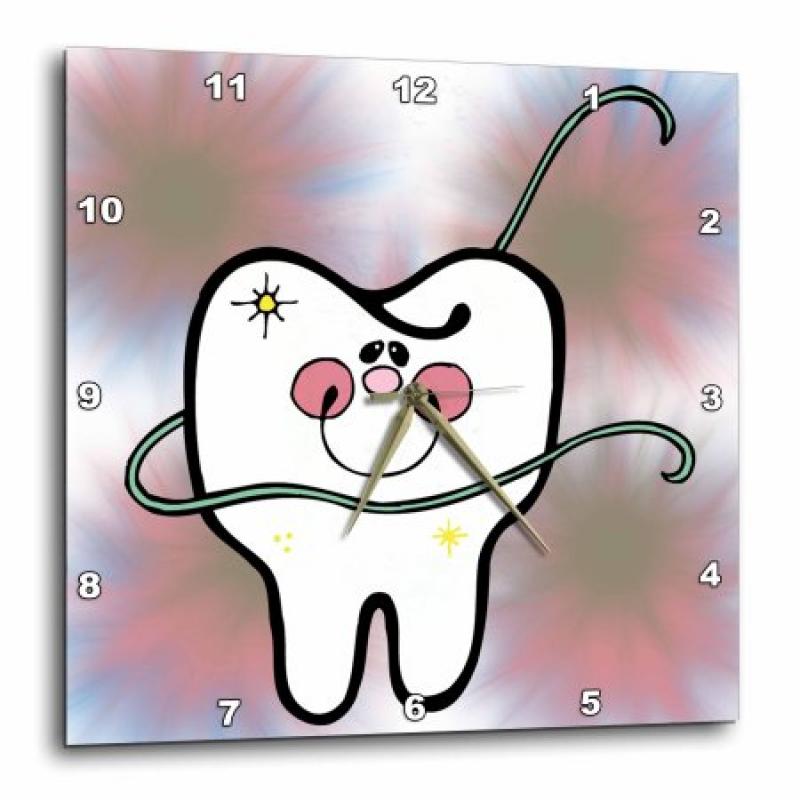 3dRose Cute Country Happy Tooth, Wall Clock, 10 by 10-inch